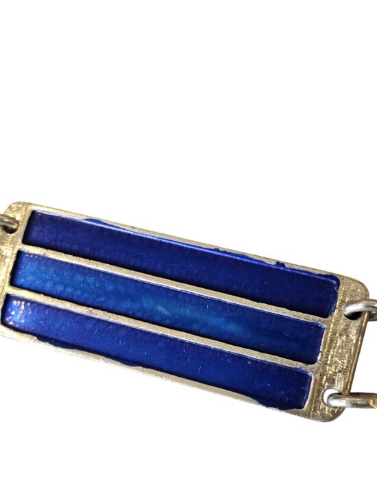 1930s Art Deco Gold Blue Enameled Link Waist Belt Gold Plated Vermeil Sz M 33-35 main image 8